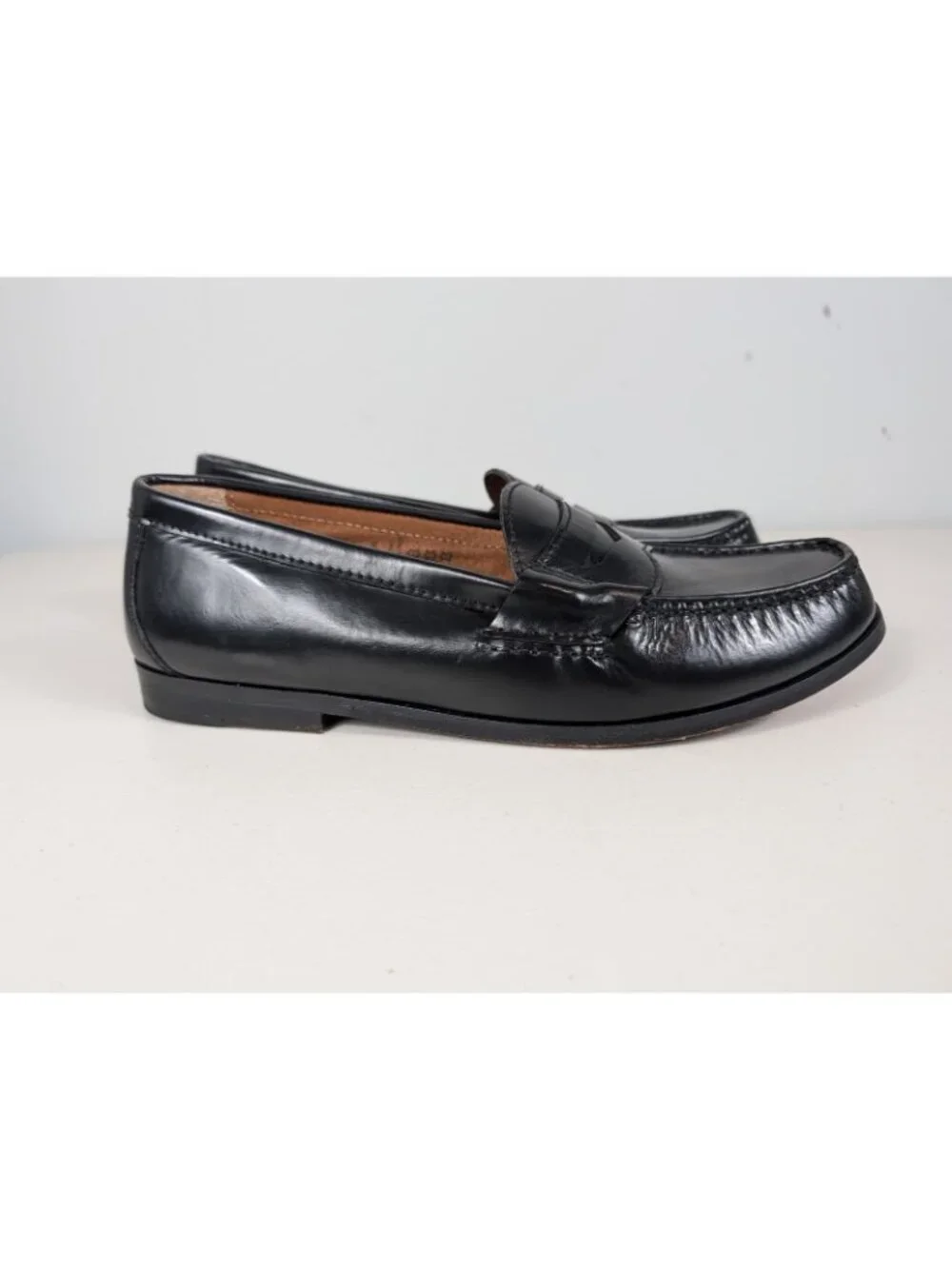 Land's End penny loafers in black leather men's size 11